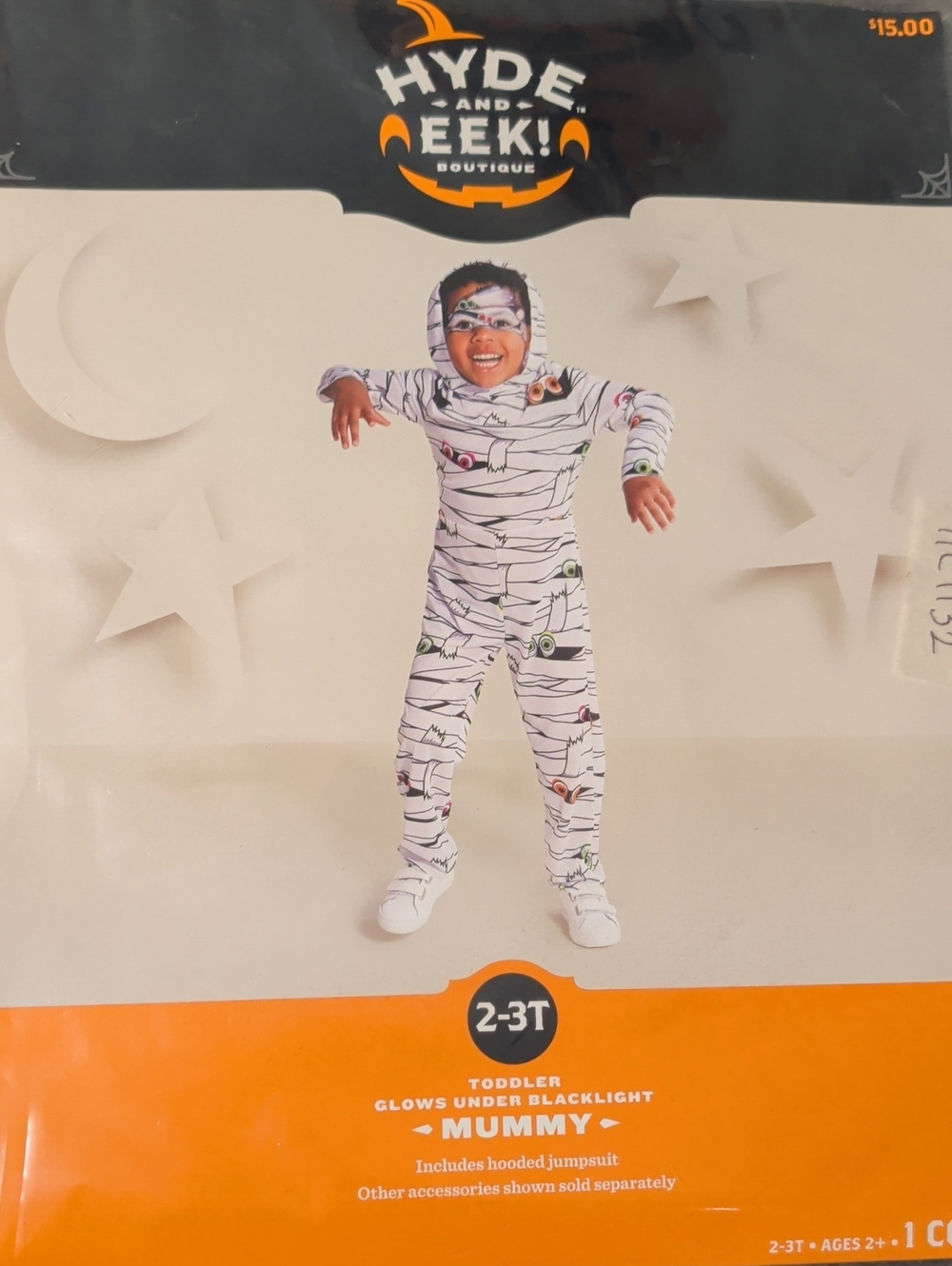 Hyde & EEK! Toddler Glow Mummy Hooded Jumpsuit - White